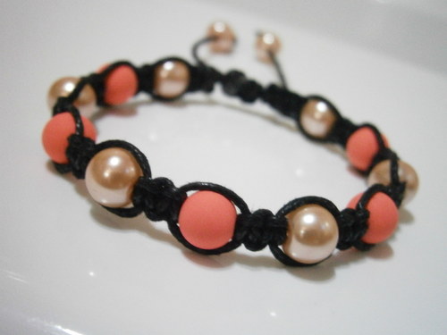 Shamballa náramek meruňkový — foto 1