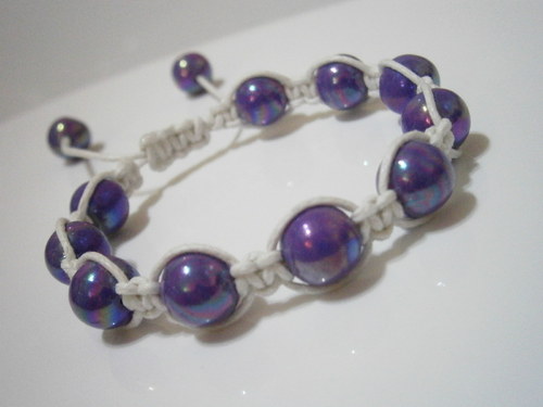 Shamballa náramek bílofialový