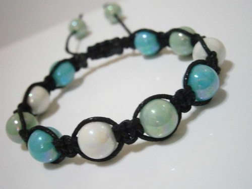 Shamballa náramek modročerný — foto 1