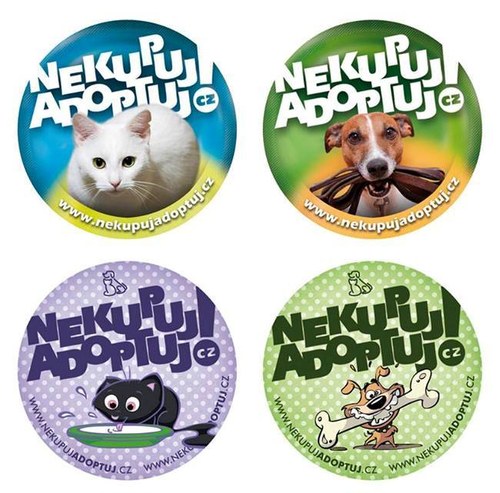 Placka s pejskem a vodítkem Nekupuj. Adoptuj!