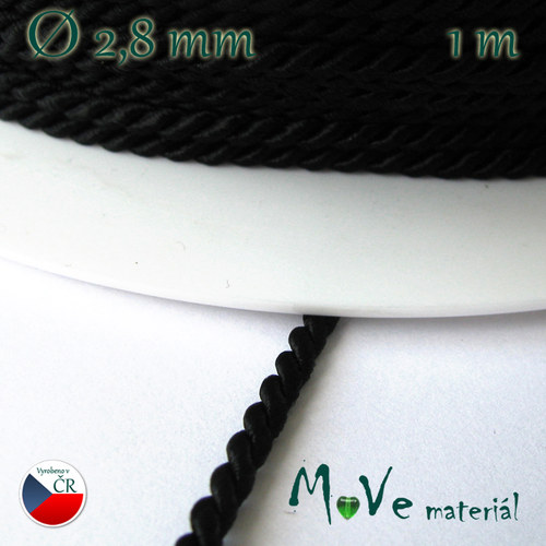 Kroucená šňůra 2,8mm /1m, černá — foto 1