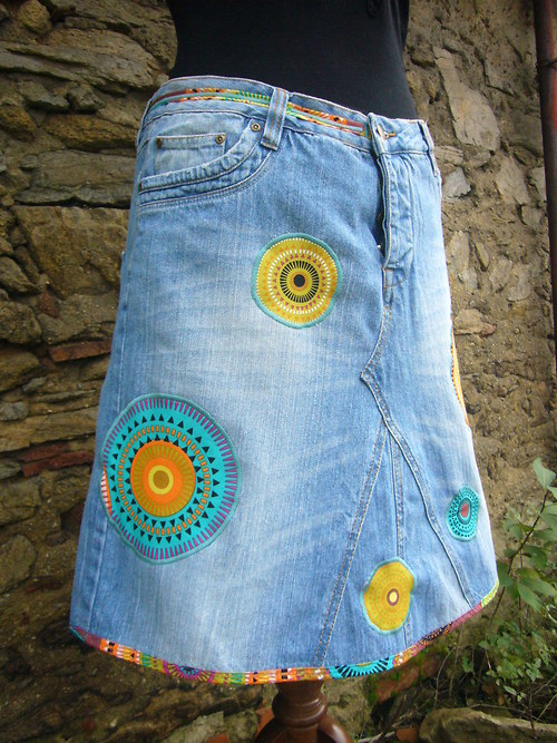 Denim sukně " Mandala" - Medium Blue — foto 1