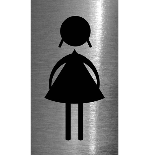 Cedulka na dveře stříbrná WC holčička 9x5cm