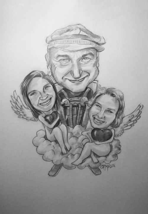 Karikatura - vozík s andílky — foto 1