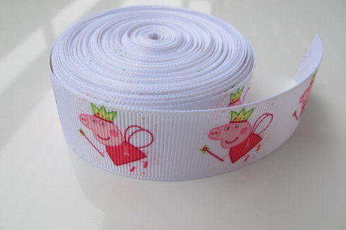 Rypsová stuha bílá Peppa Pig š. 25mm