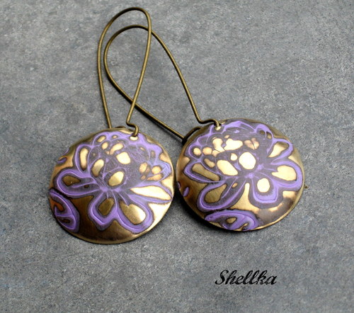 Náušnice ,,PURPLE LILIES,, — foto 1