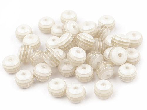 Kulička s proužkem 8mm smetanová, 10ks
