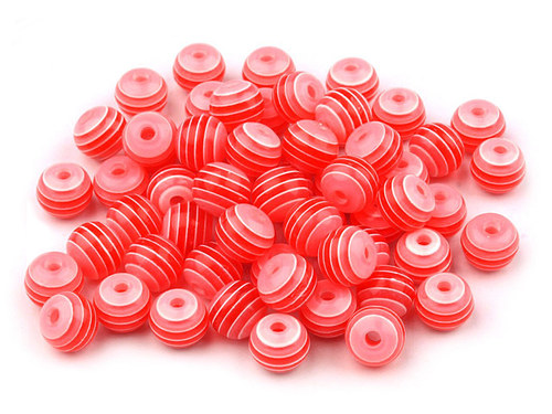 Kulička s proužkem 8mm červená, 10ks