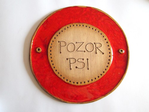 Keramická cedule - POZOR PES — foto 1