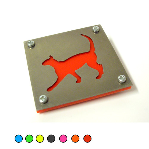 Kočičí brož / Orange cat / plexi-nerez