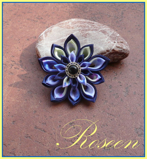 Kanzashi spona/brož Modroočko — foto 1