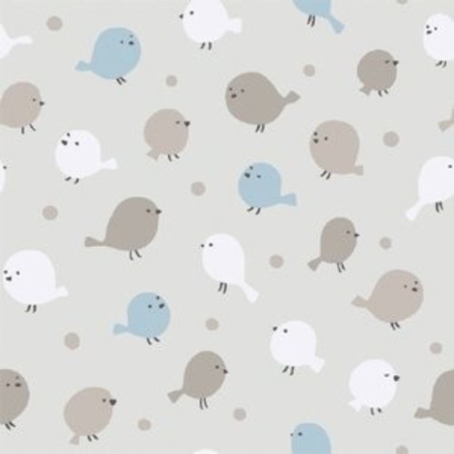 Látka Tweet Together ptáčci na šedé — foto 1