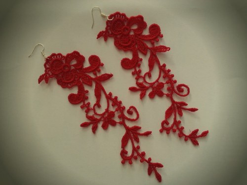Krajkové náušnice Red passion — foto 1