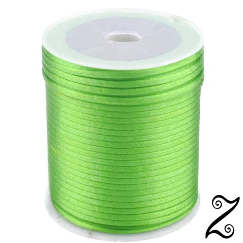 Saténová šňůra, zelená neon, Ø 2 mm (5m)
