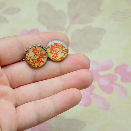 Rose hips - puzetové náušnice - 16 mm — foto 1