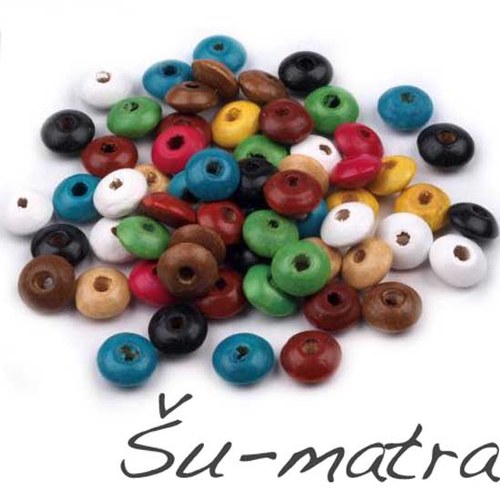Korálky dřevěné barevný mix, 5x10 mm (10 g)