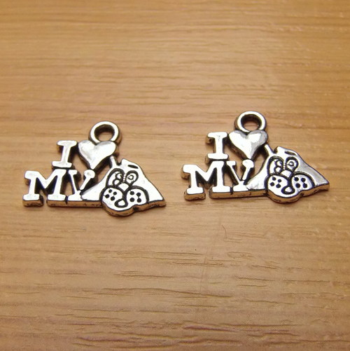 I love my dog - starostříbro - 17mm x 14mm