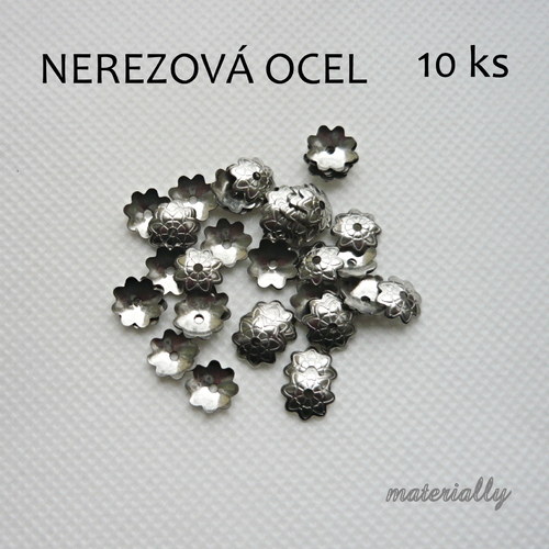 Kaplíky s rytinou NEREZOVÁ OCEL 7 mm / 10 ks