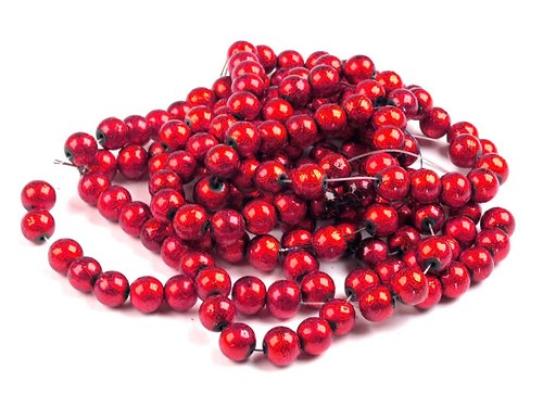 Metalízované korálky 10mm - červené (10ks)