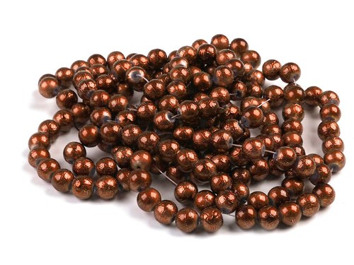 Metalízované korálky 10mm - hnědé (10ks)