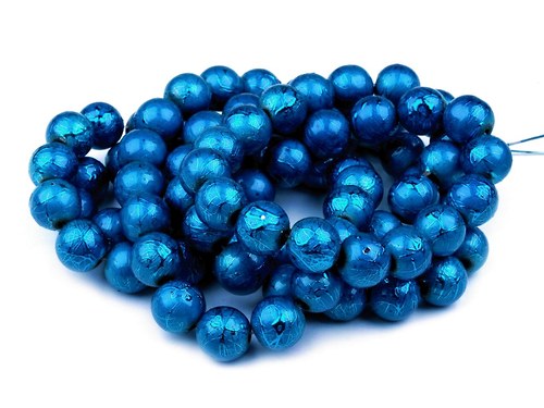 Metalízované korálky 10mm - modré (10ks)