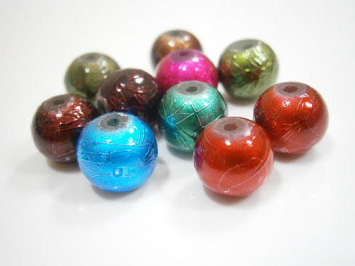 Metalízované korálky 10mm - MIX (10ks)
