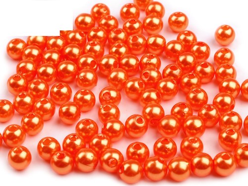 Korálky voskované 6mm - oranžové (60ks)