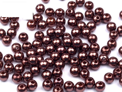 Korálky voskované 6mm - hnědé (60ks)