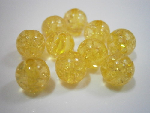 Kraklované korálky 8mm - žluté (10ks)