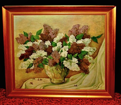 Kytice Šeříků - M. Přibylová, 1940, 82x70cm