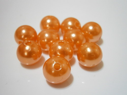 Korálky Glance voskované 10mm - oranž.stř.(10ks)