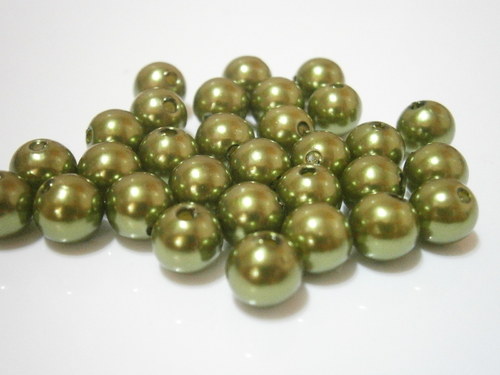 Korálky voskované 8mm - zelená stepní (30ks)