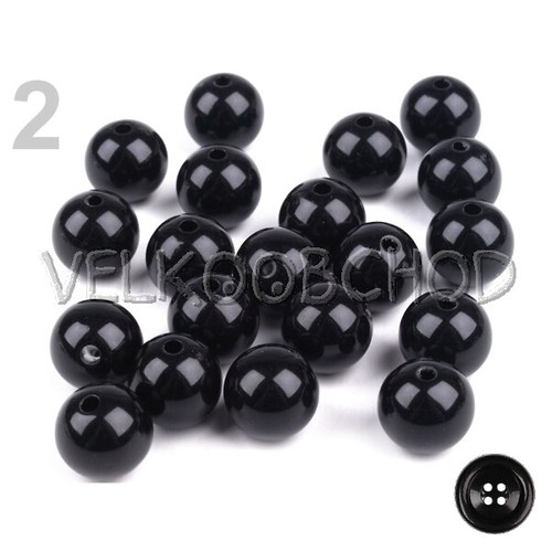 AKCE! Korálky kulička pr.12mm (20ks) - černá — foto 1