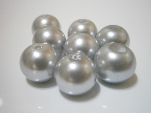 Voskované skleněné perly 10mm - stříbrné (8ks)