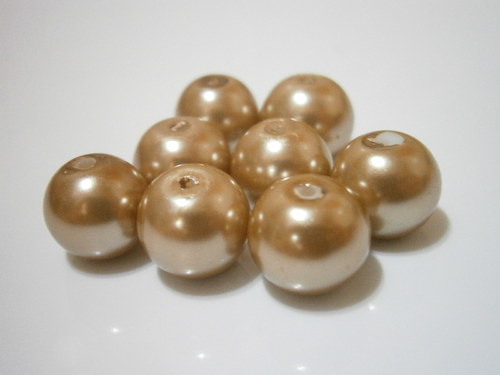 Voskované skleněné perly 10mm - přírodní (8ks)