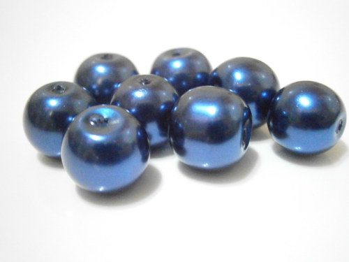 Voskované skleněné perly 10mm - modrá pařížská