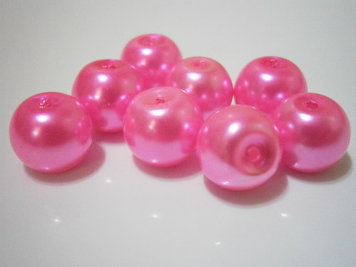 Voskované skleněné perly 10mm - růžové (8ks)