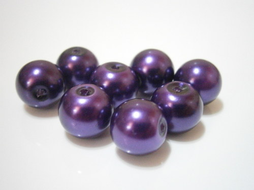 Voskvané skleněné perly 10mm - fialové (8ks)