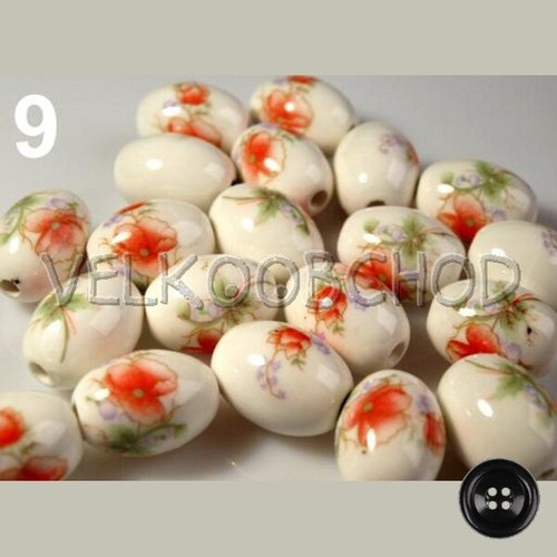 Korálky oliva Květy 13x18mm (2ks) - oranžová