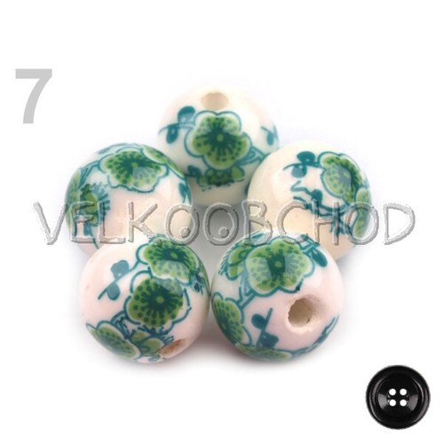 Korálky Květy pr.12mm (2ks) - zelená pastelová