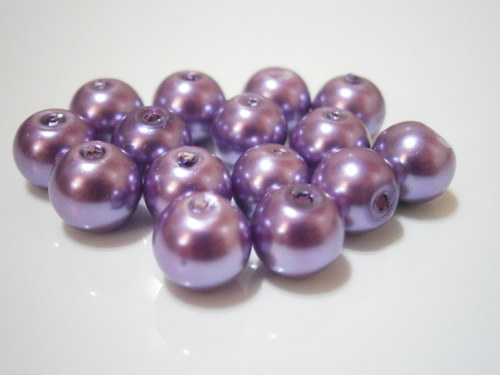 Voskované skleněné perly 8mm - fialová sv.(15ks)