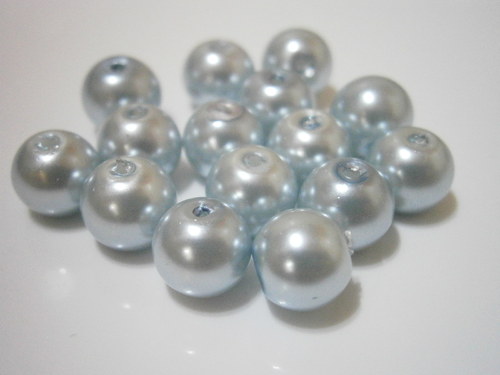 Voskované skleněné perly 8mm - sv.modré (15ks)