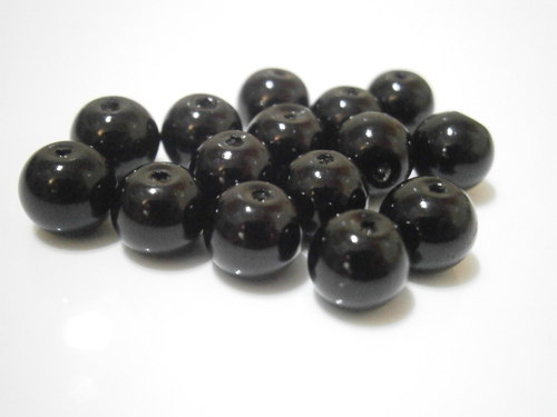 Voskované skleněné perly 8mm - černé (15ks)