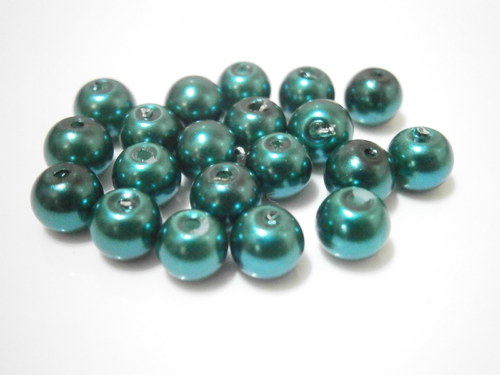 Voskované skleněné perly 6mm - tm.zelené (20ks)