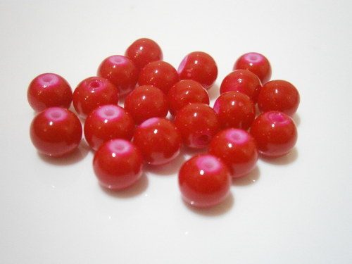 Voskované skleněné perly 6mm - červené (20ks)