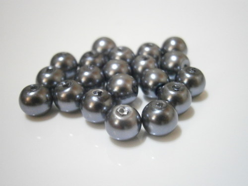 Voskované skleněné perly 6mm - šedé (20ks) — foto 1