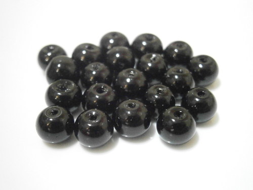 Voskované skleněné perly 6mm - černé (20ks)