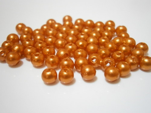 Korálky Glance voskované 5mm -oranžová pom.(100ks)