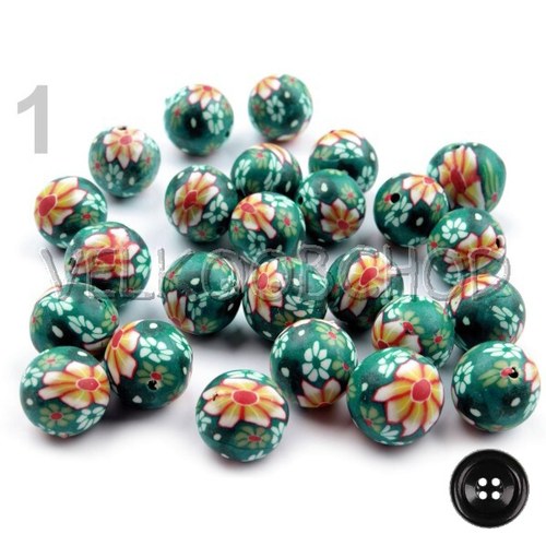 Korálky Fimo kulička pr.16mm (10ks) - zelená