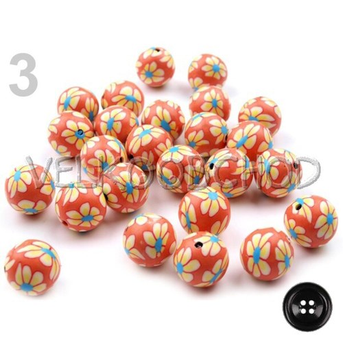 Korálky Fimo kulička pr.16mm (10ks) - červená